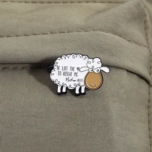 Épingles en émail Jésus 'Il est parti en mon aide' et 'Je vis pour Jésus', Broche Jésus Mouton, Badge de revers pour vêtements, Bijoux, Cadeaux pour amis - Product Image 5