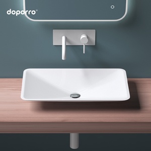 Lavabo <span class=keywords><strong>double</strong></span> intégré en pierre artificielle Doporro allemande, style minimaliste moderne, finition brillante/mate, <span class=keywords><strong>blanc</strong></span>, grande taille - Product Image 2