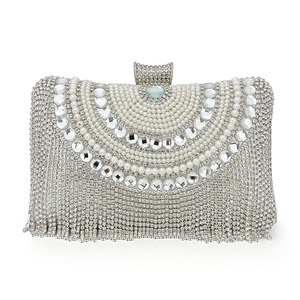 Nuevo Bolso de Noche para Mujer de Moda, con Asa Suave y Borlas, Bolso de Cena Elegante de Cuero Sintético Metálico, Tipo Almohada - Product Image 1