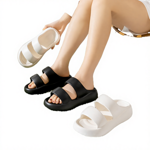 Sandalias de Plataforma al por Mayor, Color Sólido, Suela Gruesa, Transpirables, Suaves, Punta Abierta, Casuales, para Verano y Otoño, Duraderas, para Uso Diario - Product Image 4