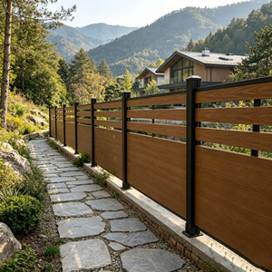 <span class=keywords><strong>Panneau</strong></span> de clôture en <span class=keywords><strong>bois</strong></span> composite WPC populaire pour <span class=keywords><strong>jardin</strong></span> domestique avec cadre métallique pour mur extérieur, mur à lattes d'intimité et clôture agricole - Product Image 1