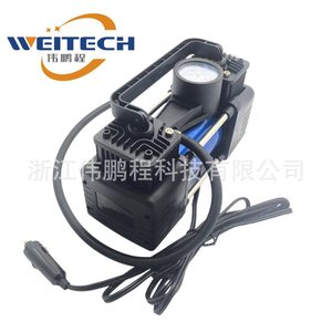 Weitech Metal Dual Cylinder Air Compressor 12V Car Tire Inflator Fast <b>Inflate</b> With Pressure Gauge - Product Image 4