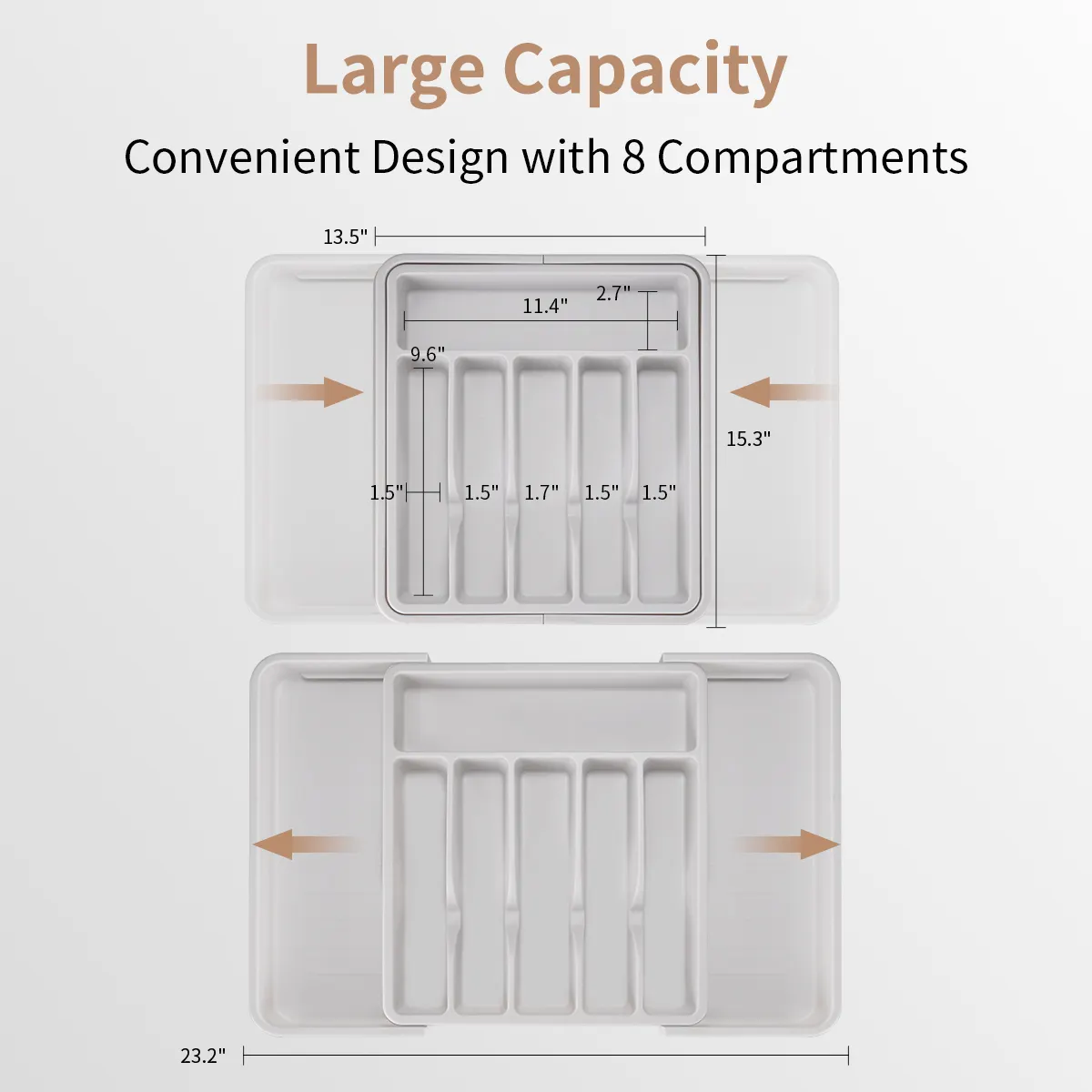 Soporte para bandeja de cubiertos, utensilio de cocina, herramienta, divisores de cajón, PP, organizador de cubiertos de cocina extensible, organizador de cajones