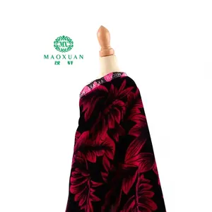 Free sample 100% polyester woven velour flower printed african plain dyed velvet fabric grade 5000 for dress clothing