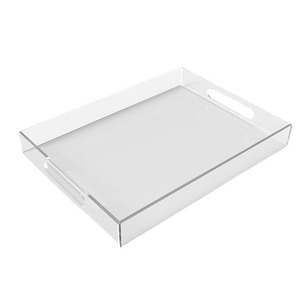 Plateau rectangulaire en acrylique avec poignées pour le service en restaurant - Product Image 1