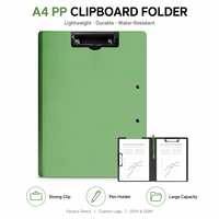 Carpeta Portapapeles Plegable A4 Verde Morandi de PP con Doble Clip Metálico y Portaplumas, Cubierta de Archivo Plegable 360 Grados para el Trabajo