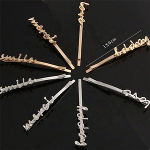Al por mayor, nuevo estilo, horquillas de metal sencillas con palabras para mujer, pinzas para flequillo de niña - Product Image 3