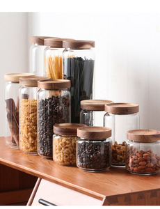 borosilicato aire apretado de almacenamiento tarro de madera de acacia sello de <span class=keywords><strong>comida</strong></span> <span class=keywords><strong>a</strong></span> casa Uso de usar la tapa de madera - Product Image 3