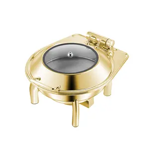 New Design Chafing Dish Buffet Set Luxury Metal Stainless Steel Rose Gold Chafing Dish Food Warmer