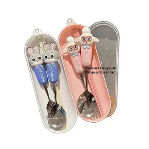 Juego de Cubiertos Portátiles de Acero Inoxidable 304 Zootopia, Lindos, Multifuncionales, Antideslizantes y Anticaídas, con Cuchara, Tenedor y Palillos - Product Image 5