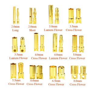 Nouveau Connecteur de Câble Banane/Bullet en Cuivre Plaqué Or 24 carats RC 8mm 6.5mm 6mm 5.5mm 4mm 3.5mm 3mm 2mm Mâle/Femelle - Product Image 1