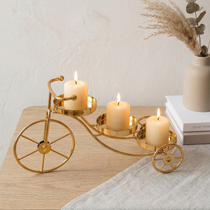 Iron Bicycle Candle Holder Set For Home Decoration Nordic Style Romantic Table Centerpiece With Three Candles - Product Image 2