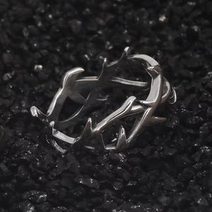Anillos de pareja de espinas góticas de <span class=keywords><strong>Plata</strong></span> de Ley 925 para mujeres y hombres, <span class=keywords><strong>anillo</strong></span> de dedo Punk Retro Cool Spiky, joyería ajustable de Hip-hop Y2k - Product Image 5