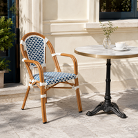 Fauteuil de bistrot français léger et confortable, résistant aux intempéries, en aluminium et tissu Teslin, pour salle à manger, patio, café, bistrot, décoration