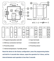 Capteur à bouton-poussoir multifonction KNX mural 2 voies pour système de contrôle de bâtiment avec sécurité renforcée