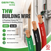 Fil de cuivre isolé PVC GERITEL THW 12AWG 600V, conducteur torsadé/solide 2/0 AWG pour usines, ateliers, tailles personnalisées