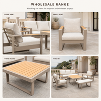 Conjunto de Sofás de Esquina para Patio Exterior de Aluminio, Moderno y Lujoso, Resistente a la Intemperie, con Asientos Profundos, para Jardín, Terraza, Balcón o Porche
