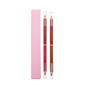 OEM penjualan terbaik 3-in-1 pensil bibir dan alis tahan air pensil kosmetik Lip Liner dengan Label pribadi untuk penggunaan Makeup