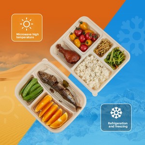 Caja de Almuerzo Bento Desechable y Degradable BOHE, Modelo BHPB-S01, 200 Piezas para Comida para Llevar - Product Image 1