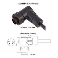 5/8 E10 P2 P3 P4 P5 P6 P7 P8 B2 B3 B4 Pin Étanche Ip67 Connecteur Câble Fileté Mâle Angle Droit Surmoulé Plug