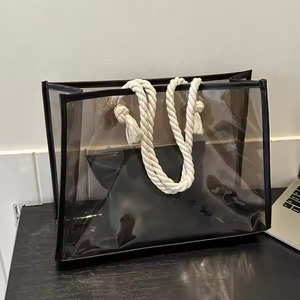 Venta al por mayor de bolsas de PVC de color transparente bolsas de la compra con logotipo personalizado bolsas con asa de cuerda de algodón bolsa de regalo - Product Image 1