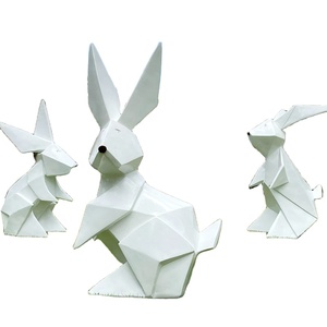 Estatua de Conejo Geométrica Abstracta Moderna de Fibra de Vidrio, Escultura de Jardín Personalizada de FRP para Decoración de Parques y Centros Comerciales al Aire Libre - Product Image 1