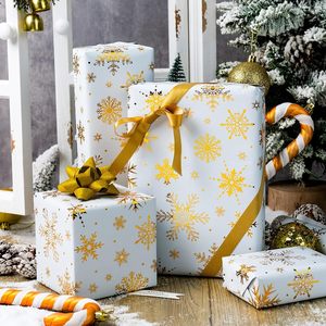 Christmas <b>Wrapping</b> <b>Paper</b> Gold <b>White</b> Snowflakes Roll 46.8 Square Feet Gift Craft Eco Friendly - Product Image 2