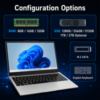 Ordinateur portable 14,1 pouces Win10/11, processeur AMD A9 9400, RAM personnalisée, Wi-Fi double bande, ordinateur portable pour étudiants et professionnels
