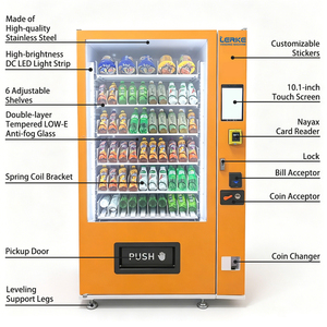 Distributeur automatique de snacks et de boissons tendance pour aéroports, avec écran LED, en acier inoxydable, garantie 1 an, SDK basé sur le cloud - Product Image 2