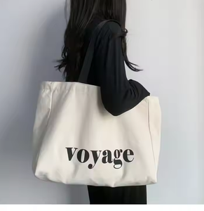 Sac fourre-tout en toile de coton surdimensionné, logo personnalisé, style de mode féminine, motif de lettres, sac de week-end, sac de plage, sac de shopping, sac cadeau - Product Image 5
