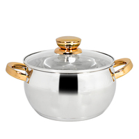 Ensemble de casseroles modernes en acier inoxydable 6 pièces avec couvercle en verre et base multicouche pour cuisinières à gaz et à induction