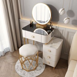 Modern Luxury Professional Wood Eco-Friendly Makeup <strong>Vanity</strong> Desk Glass Top LED Lights Portable Dressing Table Mirrored <strong>Case</strong> 2 - Product Image 6