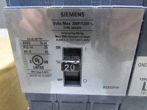 Disjoncteur B320GFHH GFI 3P 120V-208Y 20A PLC - Product Image 1