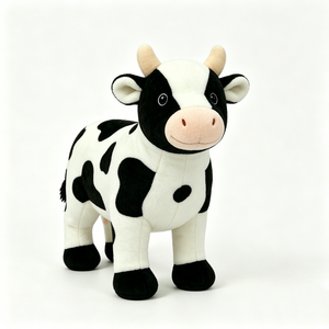 Peluche de vaca blanca y negra personalizado, animal de peluche de vaca lechera con manchas, peluche suave de vaca de granja, muñeco de vaca realista de pie. - Product Image 3