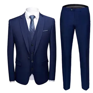 Zwart Bruiloft Heren 3 Stuks Slim Fit Zakelijke Stijl Pak Met Jas En Broek