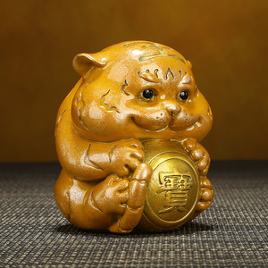 รูปปั้นเสือน่ารัก ทองแดง ของตกแต่งบ้าน สำนักงาน ของขวัญ - Product Image 1