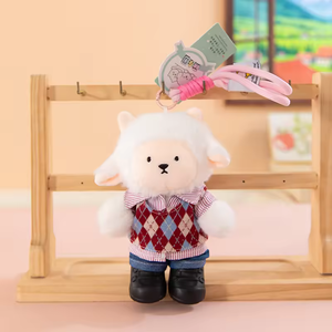 Porte-clés en polaire de la série Little Lamb - Styles variés, petits porte-clés en polaire d'agneau, accessoires pour sacs, cadeaux de fêtes - Product Image 2