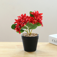 Hydrangea et Magnolia Artificiels en Soie, Petit Bonsaï, Plante en Pot de Bureau, Verdure, Décoration Florale pour la Maison en Cinq Couleurs