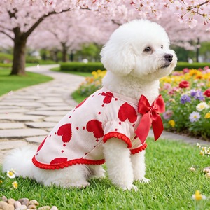 Pet Clothes Heart Print <b>T</b>-Shirt For Small Medium Dogs <b>Cats</b> Four Seasons Polyester Dress - Product Image 3
