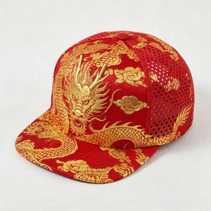 Gorra Snapback de Lona Bordada con Dragón Rojo, Visera Plana, 7 Paneles, Estructurada, Logotipo Personalizado, Estilo Urbano, Deportiva para Exteriores - Product Image 4
