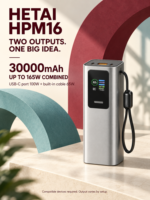 Batterie externe d'usine 30000mAh 165W avec charge rapide PD intégrée, câble Type-C intégré, affichage LED, double IC, sans dégraissement de puissance, portable