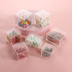 Cubo cuadrado de acrílico portátil, caja transparente pequeña con tapas para regalo, almacenamiento de dulces, maquillaje, joyería, recuerdo de fiesta, contenedor de galletas - Product Image 1