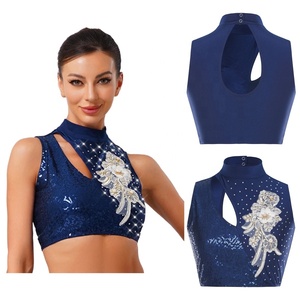 Womens Ballroom Competition Lyrical Dance Clothing <b>Crop</b> <b>Top</b> Costume For Classical Dance Waltz Stage Performance Competitions - Product Image 2