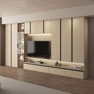 Soportes de unidad de TV montados en la pared de diseño moderno Muebles de sala de estar Gabinetes de TV negros - Product Image 4