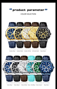 นาฬิกาควอตซ์แฟชั่นผู้ชายทรงเหลี่ยม ตัวเรือนโลหะผสม 834  หน้าปัดหลายส่วน  โครโนกราฟ  แสดงวันที่ สายหนัง  เหมาะสำหรับธุรกิจและกีฬา - Product Image 6