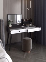 Table de toilette moderne avec miroir et tiroir, bureau de maquillage en bois pour chambre à coucher, mobilier de maison