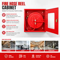 Armoire à enrouleur de tuyau d'incendie à double porte en acier rouge, fournie par le fabricant