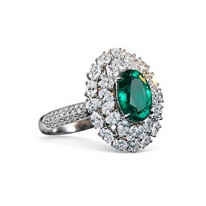 Anillo de Plata con Diamante Ovalado Sintético Cultivado en Laboratorio para Mujer, Joyería de Moda Hecha a Mano, Elegante, para Boda, Venta al Por Mayor - Product Image 1