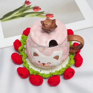 Ramo de Flores de Ganchillo: Girasol, Rosa, Lirio de los Valles, Flor del olvido, Posavasos para Maceta, Regalo para el Día de la Madre, Regalo de Graduación para Profesoras, Largo - Product Image 3