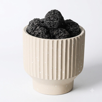 Diffuseur de parfum en pierre volcanique naturelle avec pot cannelé, ensemble diffuseur d'huiles essentielles en pierre de lave pour la fragrance d'intérieur